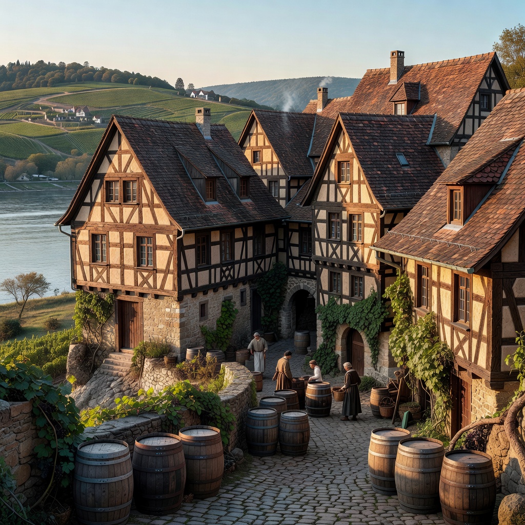 Half-timbered medieval architecture in a Rhine wine village
